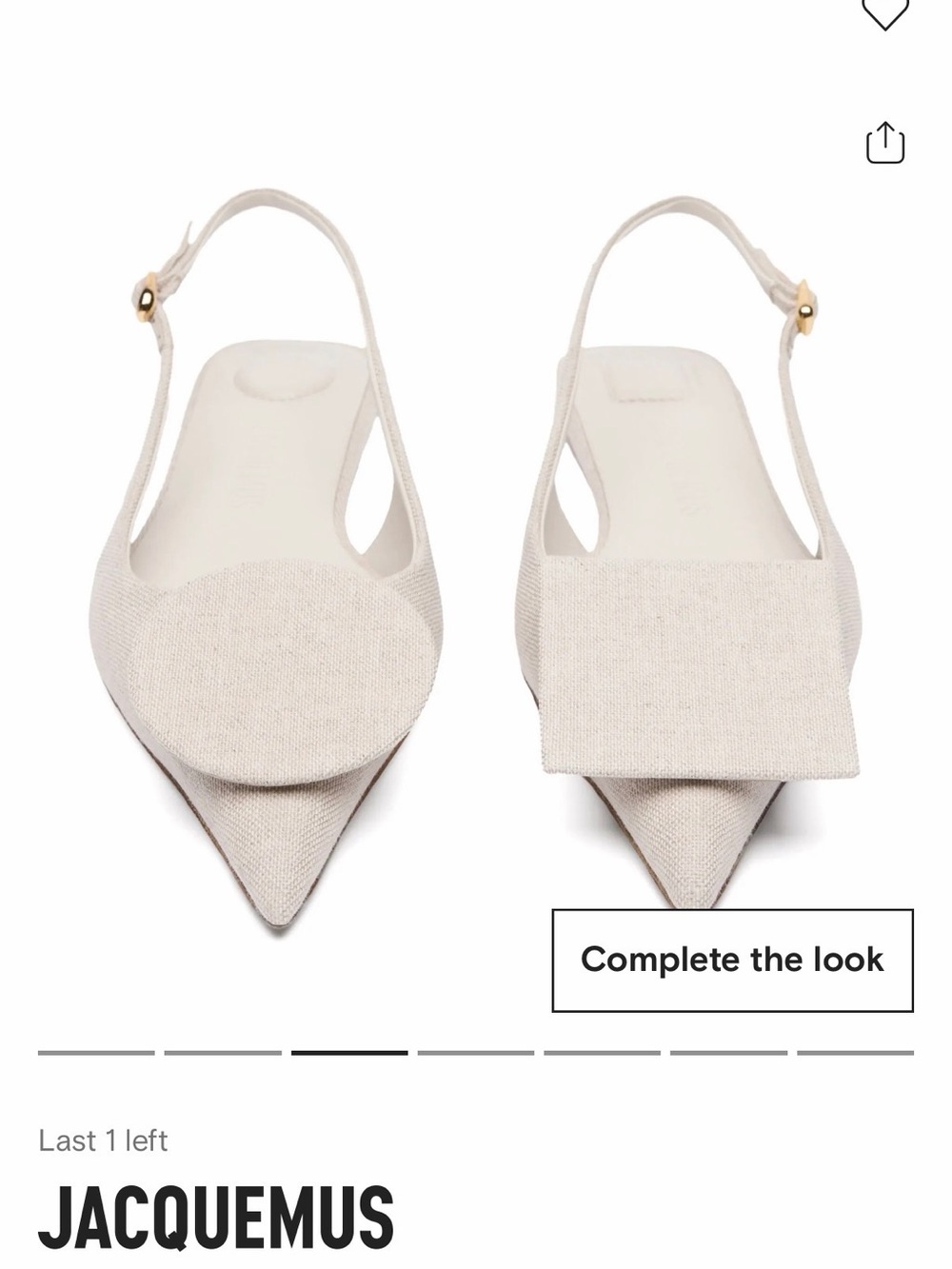Jacquemus Cream Pointed Slingback Flats with Textured Upper - Picture 1 of 4